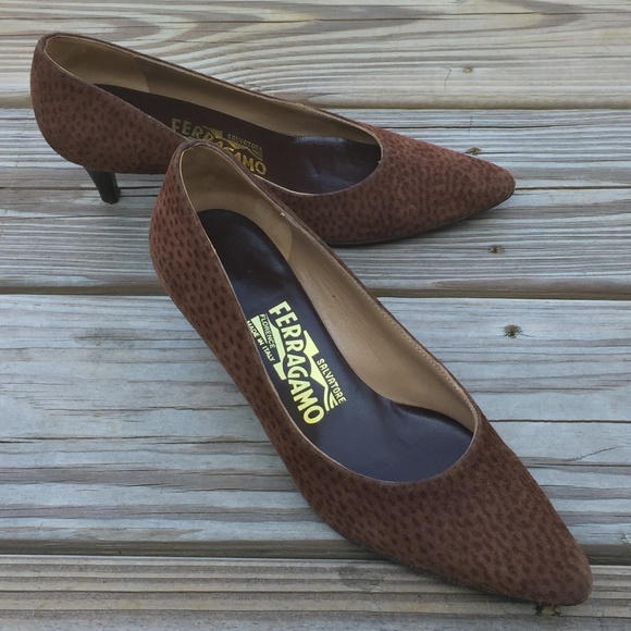 Salvatore Ferragamo Shoes - Ferragamo brown Leopard Genuine Suede Leather Pumps size 5B